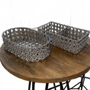 Vintage Hollywood Regency Faux Cane Baskets